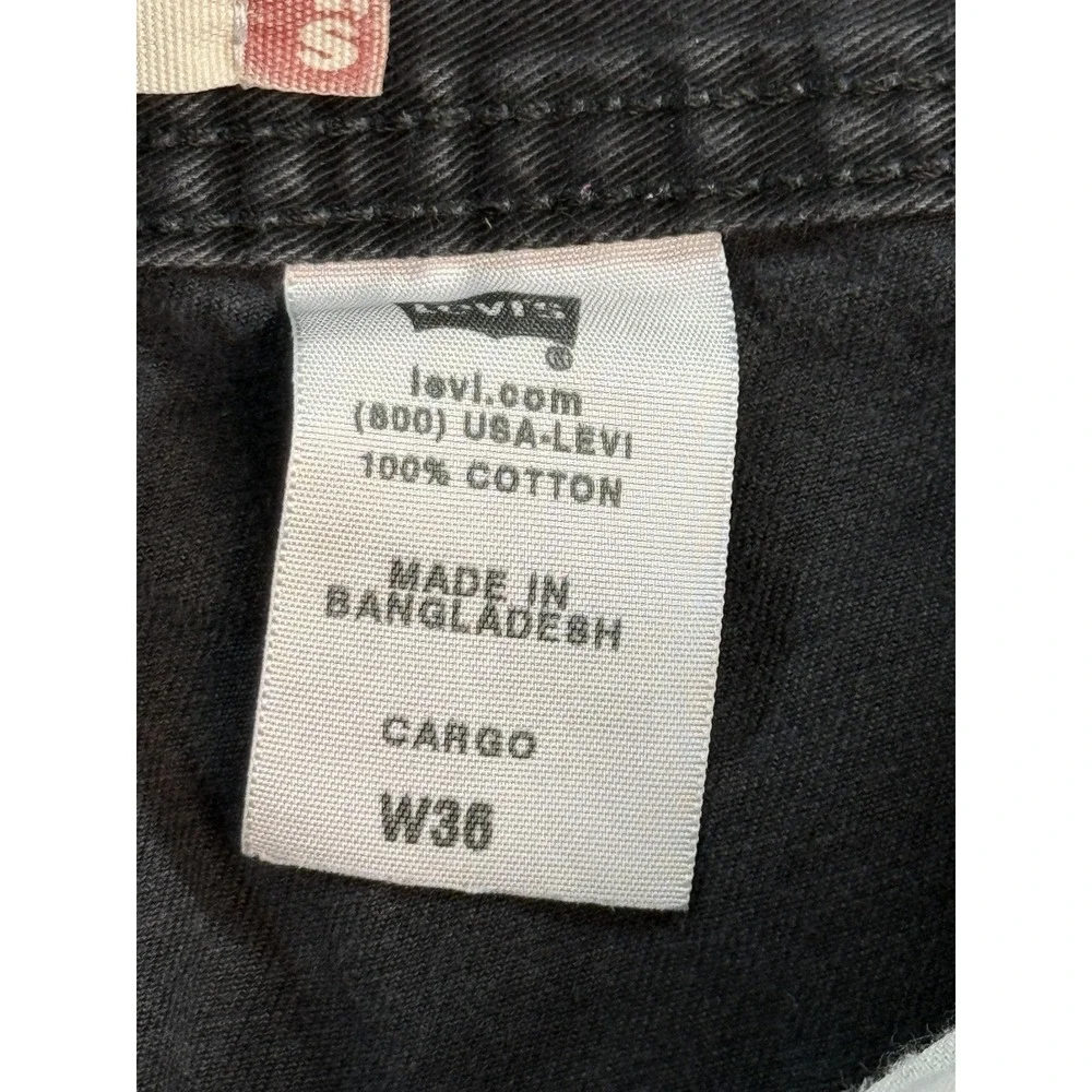 y2k Levi's Strauss Cargo Shorts Mens 36 Gray Canvas Relaxed Fit 11 Inseam Summer